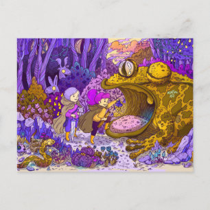 Two girls at the magic forest postcard