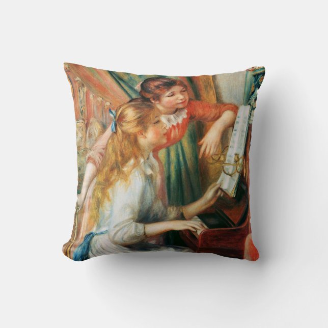 Two Girls at the Piano by Renoir Throw Pillow (Front)