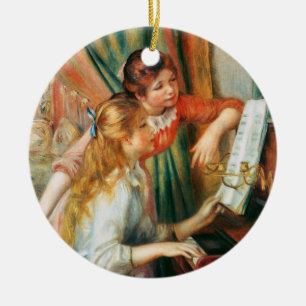 Two Girls at the Piano, Pierre Auguste Renoir Ceramic Ornament