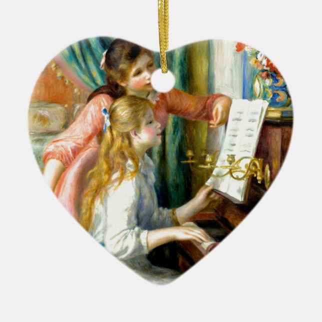 Two Girls at the Piano - Pierre Auguste Renoir Ceramic Ornament (Front)
