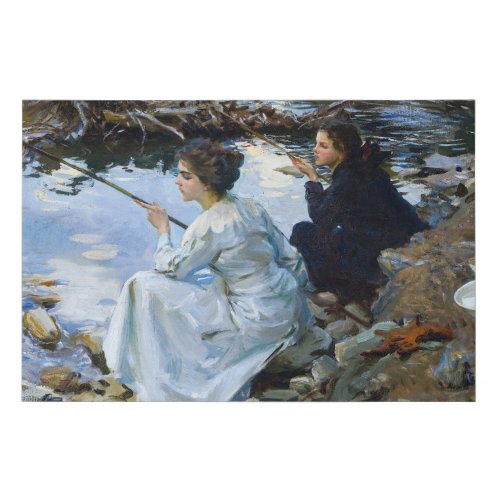 Two Girls Fishing 1912 by John Singer Sargent Faux Canvas Print