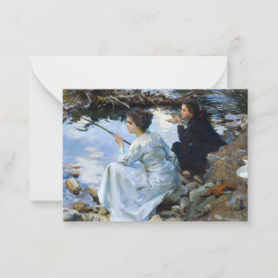 Two Girls Fishing, 1912 by John Singer Sargent Note Card
