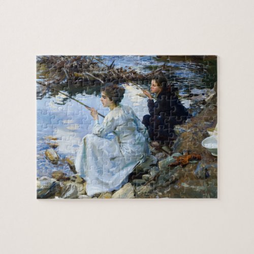 Two Girls Fishing by John Singer Sargent Jigsaw Puzzle
