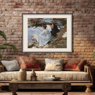 Two Girls fishing, Sargent 1918  Poster