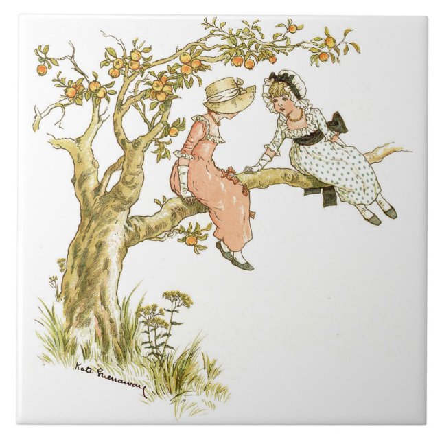 Two Girls in a Tree Kate Greenaway    Ceramic Tile (Front)
