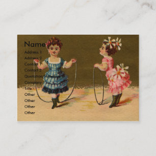 Two Girls Play with Rope and Hoop Business Card