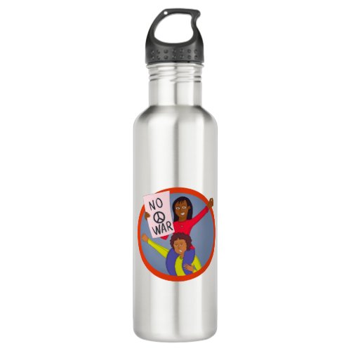 Two Girls Protesting Against War Stainless Steel Water Bottle