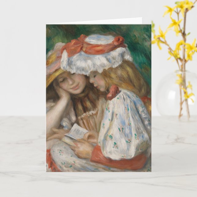Two Girls Reading, Auguste Renoir Art Card (Yellow Flower)