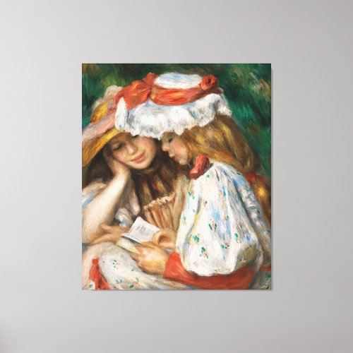 Two Girls Reading by Pierre_Auguste Canvas Print