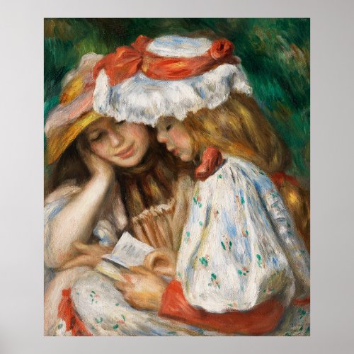 Two Girls Reading by Pierre_Auguste Poster