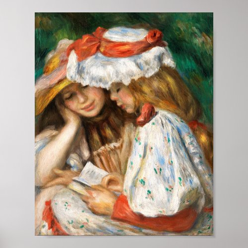 Two Girls Reading By Pierre Auguste Renoir Poster