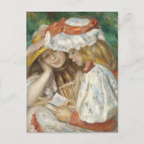 Two Girls Reading by Renoir _ Impressionist Art Postcard