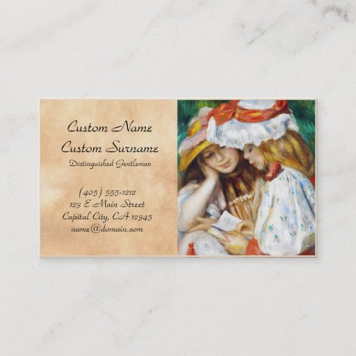 Customizable Two Girls Reading Pierre Auguste Renoir painting Business Cards