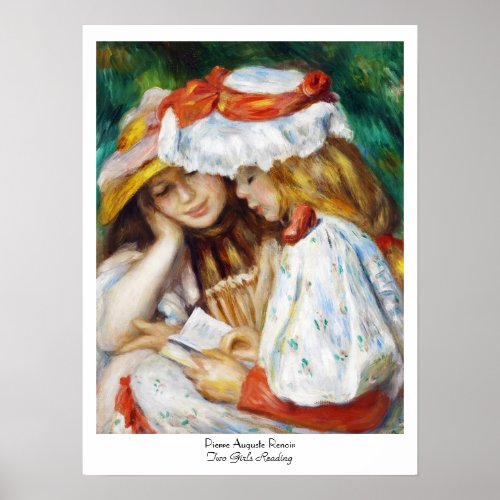 Two Girls Reading Pierre Auguste Renoir painting Poster