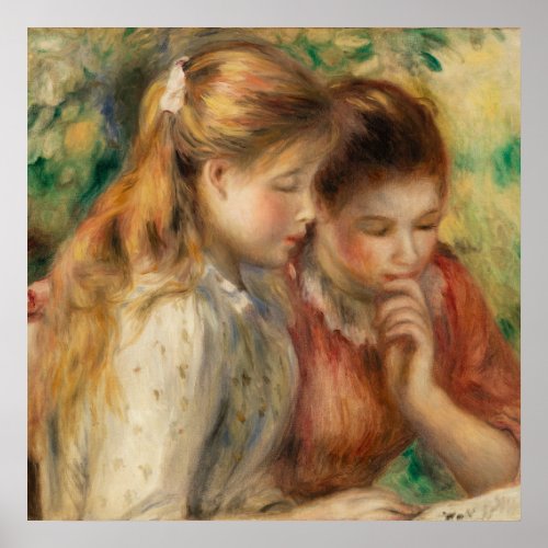 Two Girls Reading _ Renoir Impressionist Painting Poster
