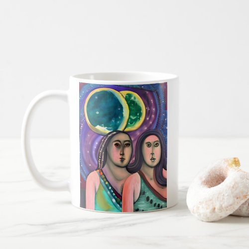 Two Girls Under the Moons Coffee Mug