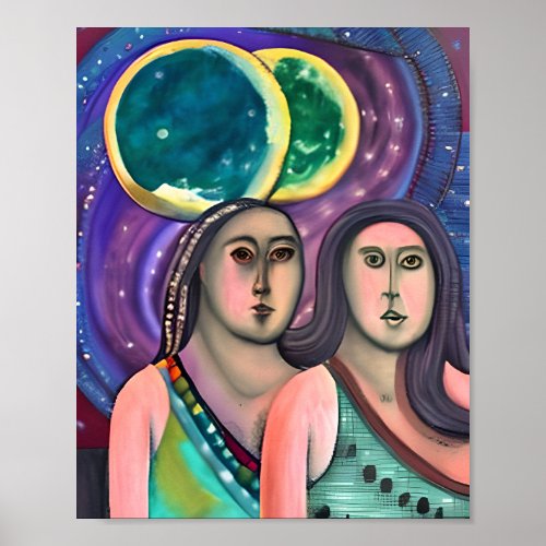 Two Girls Under the Moons Poster