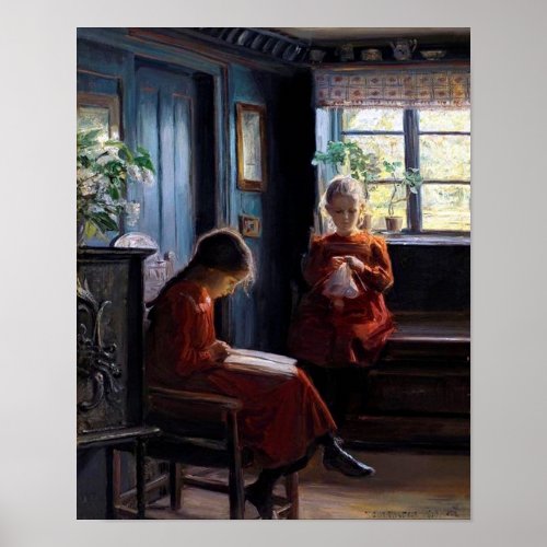 Two Girls Vintage Fine Art Poster