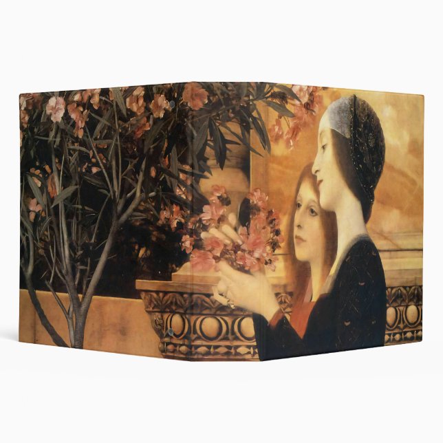 Two Girls with an Oleander by Gustav Klimt 3 Ring Binder (Background)
