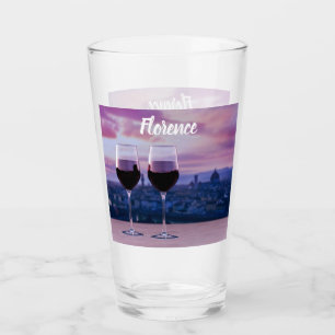 Two glasses of red wine on Florence skyline