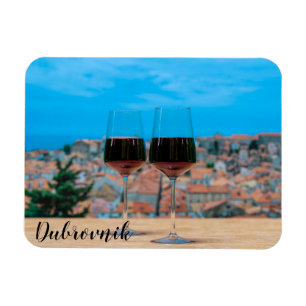 Two glasses of red wine with view of Dubrovnik Mag Magnet