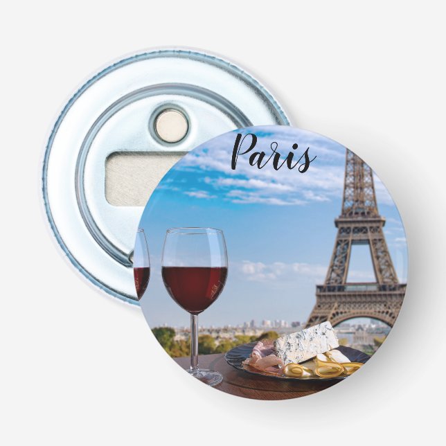 Two glasses of wine in cafe in Paris Bottle Opener (Front)
