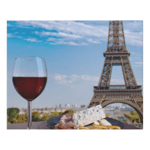 Two glasses of wine in cafe in Paris Faux Canvas Print