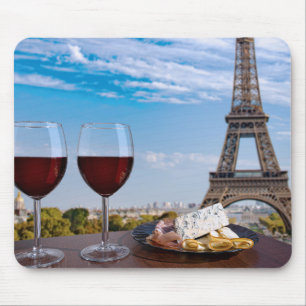 Two glasses of wine in cafe in Paris Mouse Pad