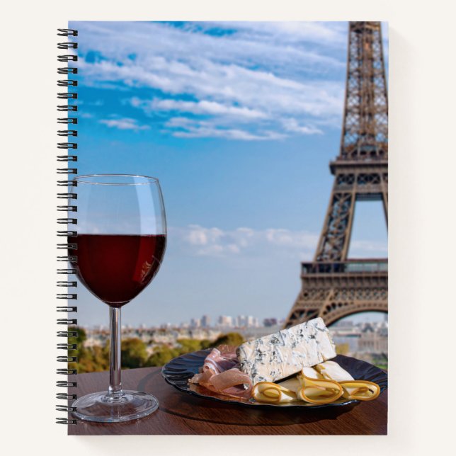 Two glasses of wine in cafe in Paris Notebook (Front)