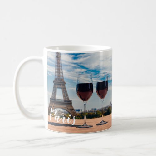 Two glasses of wine with Eiffel tower Coffee Mug