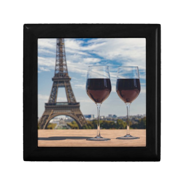 Two glasses of wine with Eiffel tower Gift Box (Front)
