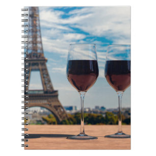 Two glasses of wine with Eiffel tower Notebook