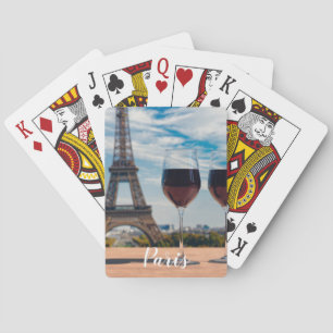 Two glasses of wine with Eiffel tower Poker Cards