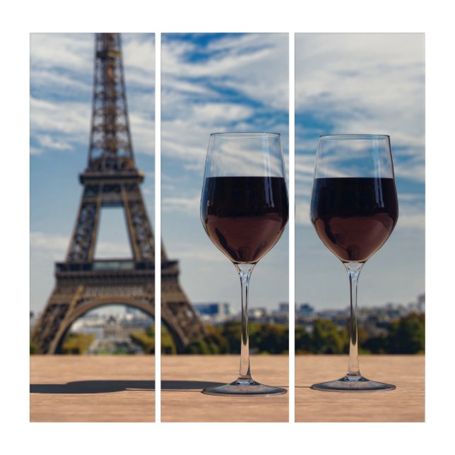 Two glasses of wine with Eiffel tower Triptych (Front)