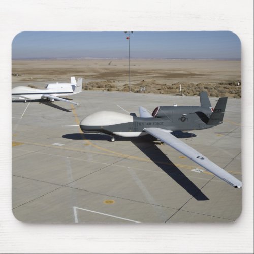 Two Global Hawks parked on a ramp Mouse Pad