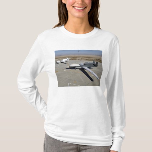 Two Global Hawks parked on a ramp T_Shirt