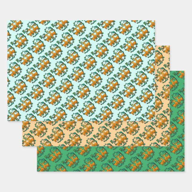 Two Goats and Leaves Wrapping Paper Sheets (Set)