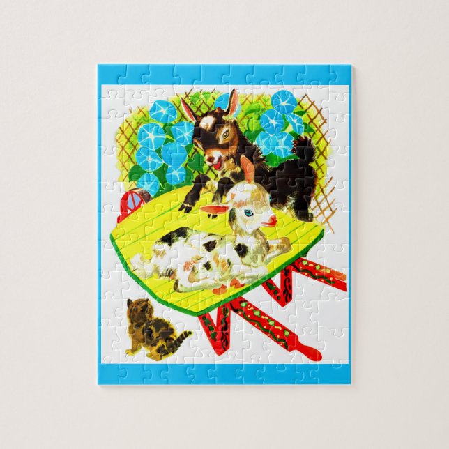  two goats one kitten jigsaw puzzle (Vertical)