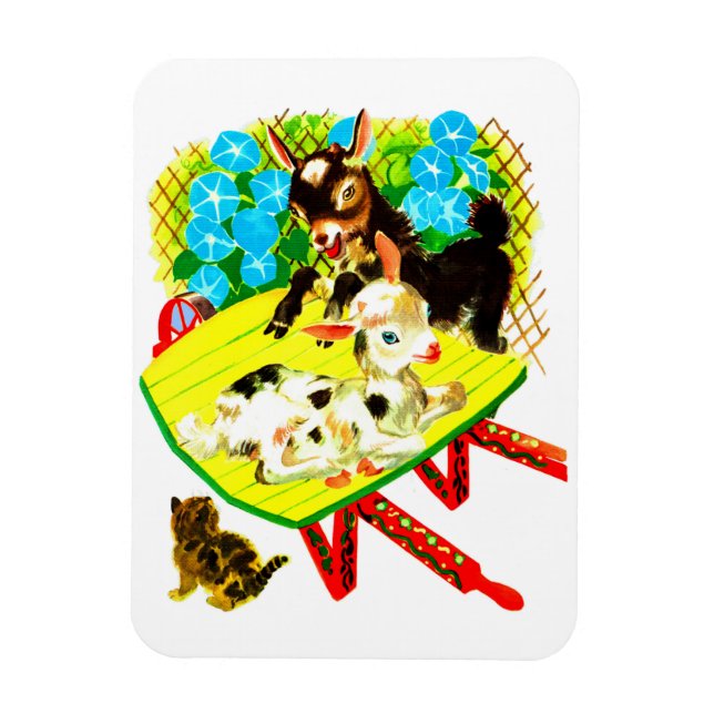  two goats one kitten magnet (Vertical)