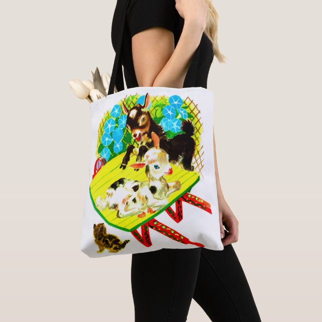  two goats one kitten tote bag (Close Up)