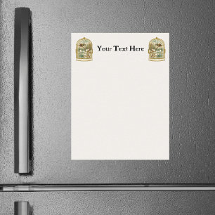 Two Gold Birdcages With Winter Scenes birds Inside Magnetic Dry Erase Sheet