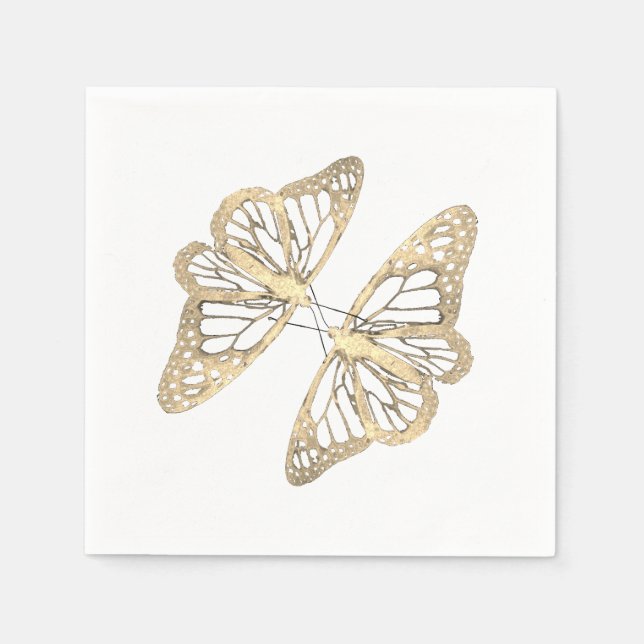 Two Gold Butterflies Napkins (Front)