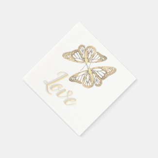 Two Gold Butterflies Napkins