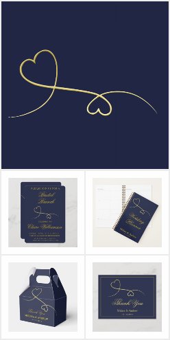 Two Gold Hearts | Navy & Gold Wedding Collection