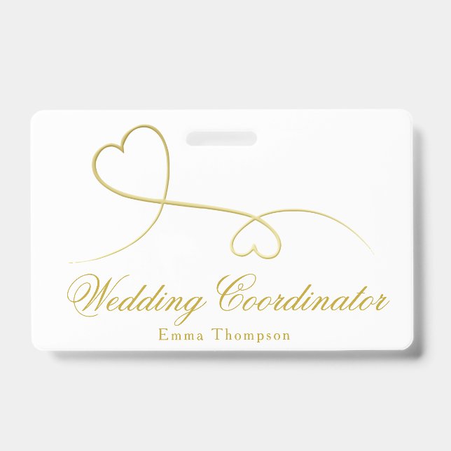 Two Gold Hearts | Wedding Planner / Coordinator Badge (Front)
