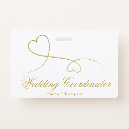 Two Gold Hearts  Wedding Planner  Coordinator Badge