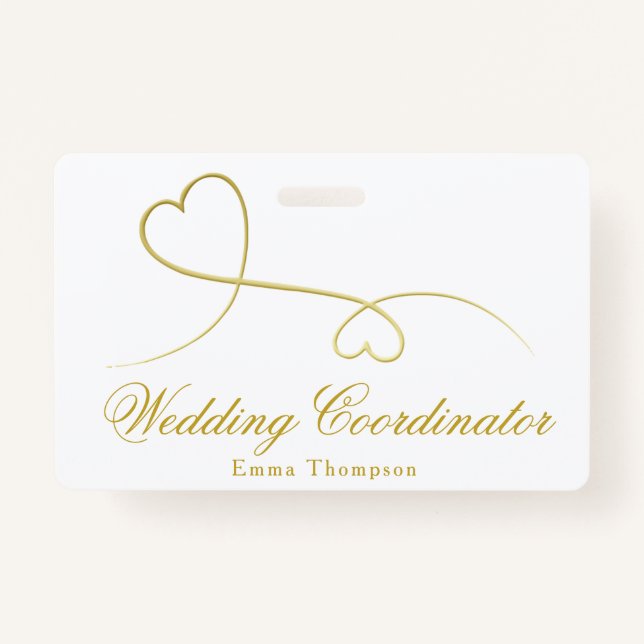 Two Gold Hearts | Wedding Planner / Coordinator Badge (Front)