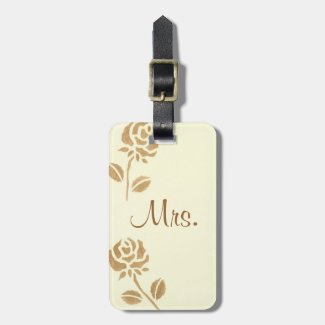 Two Gold Roses Personalized Mrs. Luggage Tags