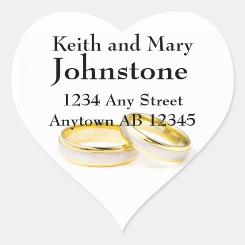 Two Gold Wedding Rings Return Address Label