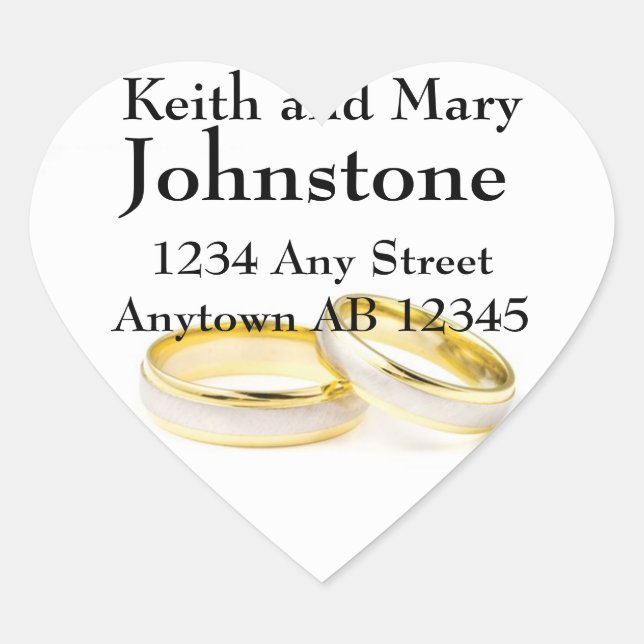 Two Gold Wedding Rings Return Address Label (Front)